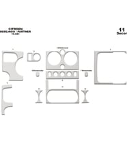 Meriç® Citroen Berlingo Ön Torpido Kaplama Maun 11 Parça 2002-2008 (Alüminyum)