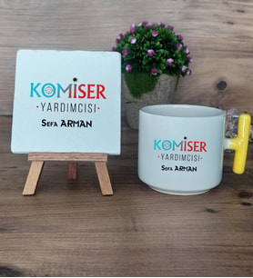Komiser Yardımcısı Hediye Seti Kupa Bardak T Kulplu ve Dekoratif Taş 10 Nisan Polisler Günü (Model 5)