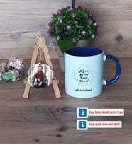 Doğum Günü Hediyesi Kupa Bardak Beyaz ve Fotoğraflı Ahşap Anahtarlık Hediye (Model 3)