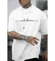 Erkek Whatever Baskılı Oversize Tshirt (Beyaz)