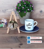 Damat Türk Kahvesi Fincanı Ahşap Altlıklı ve Fotoğraflı Ahşap Anahtarlık Hediye (Model 4)