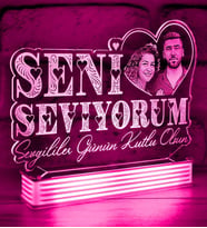 Kişiye Özel Seni Seviyorum Resimli Lamba (Pembe)