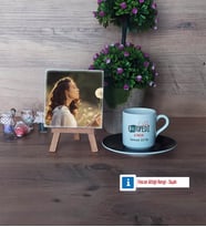 Ortopedi Uzmanı Fotoğraflı Dekoratif Taş, Ahşap Altlıklı Türk Kahvesi Fincanı Hediye (Model 7)