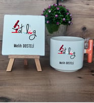 Patalog Hediye Seti Kupa Bardak T Kulplu ve Dekoratif Taş Tıp Bayramı Hediyesi  (Model 7)