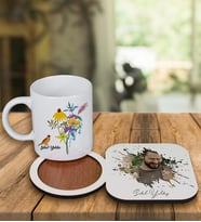 Kişiye Özel Tasarım Kupa Bardak Ve Fotoğraflı Ahşap Bardak Altlığı 99267 (Yeşil)
