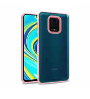 Xiaomi Redmi Note 9 Pro Kılıf Kamera Nikelaj Kenar Renkli Kapak (Rose)