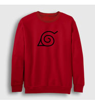 Presmono Unisex Beyaz Konoha Anime Naruto Sweatshirt 133437tt (Kırmızı)