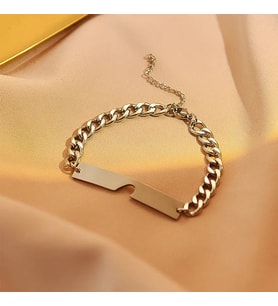 PerlaNera Çift Kalp Unisex Kişiye Özel Tasarım Çelik Bileklik Sevgiliye Hediye (Gümüş)