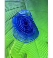 SATEN TÜLLÜ KABARTMA ÇİÇEK GİYİM DİKİŞ ABİYE AKSESUARI 14 CM (Mavi)
