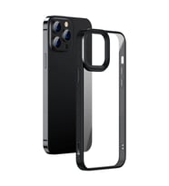 Baseus Crystal iPhone 13 Pro 6.1 Kılıf Jel Çerçeve Zırhlı Silikon Kılıf (Siyah)