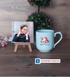 Unicorn Fotoğraflı Dekoratif Taş, Kupa Bardak Beyaz Hediye (Model 5)