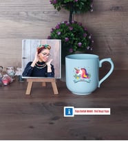 Unicorn Fotoğraflı Dekoratif Taş, Kupa Bardak Beyaz Hediye (Model 5)