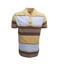 Mcl M22068 Erkek Polo Yaka Kısa Kol Çizgili Penye T-shirt - Kahverengi (Sarı)