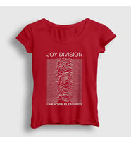 Presmono Kadın Sarı Unknown Pleasures Joy Division T-Shirt 87741tt (Kırmızı)