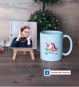 Unicorn Fotoğraflı Dekoratif Taş, Kupa Bardak Beyaz Hediye (Model 1)