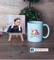 Unicorn Fotoğraflı Dekoratif Taş, Kupa Bardak Beyaz Hediye (Model 1)