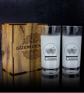 eJOYA Kişiye Özel Kutusunda 2'li Rakı Bardağı Hediye Seti 107195 (Siyah - Beyaz)