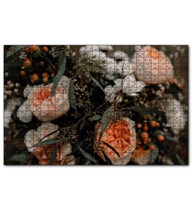 Cakapuzzle Sarı Turuncu Beyaz Çiçekler  Puzzle Yapboz MDF (Ahşap) (500 Parça)