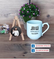 Jeoloji Mühendisi Kupa Bardak Beyaz ve Fotoğraflı Ahşap Anahtarlık Hediye (Model 5)