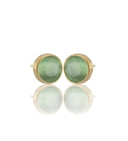 Kadir Jewellery 22 Ayar Altın Kaplama Kadın Minimal Küpe -El İşçiliği Ve Hipoalerjenik Küpe (Açık Yeşil)