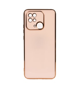 Xiaomi Redmi 10C Kılıf Kenarları Gold Kamera Korumalı Renkli Pastel Silikon Su Yeşil BARK (Rose - Gold)