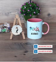 Polis Kupa Bardak Beyaz ve Fotoğraflı Ahşap Anahtarlık Hediye (Model 6)