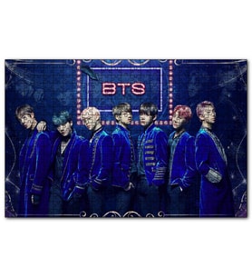 Cakapuzzle BTS Koreli Gençler Mavi Fon  Puzzle Yapboz MDF (Ahşap) (1000 Parça)
