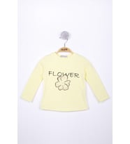 Toontoy Kız Çocuk Flower Baskılı T-Shirt (Sarı)