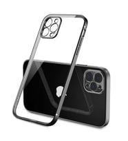 Uyumlu Model Apple iPhone 12 Pro Kılıf Elektroplatin Kaplama Kapak (Siyah)