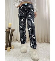 Kadın Polar Pijama Altı Kışlık Lastikli Bel Tek Alt (Siyah)