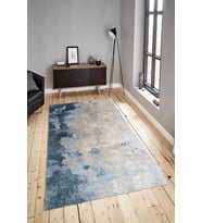 Dijital Baskılı Yıkanabilir Kaymaz Modern Renkli Salon Halısı Mutfak Halısı Yolluk ND-HY-798 (Mavi)