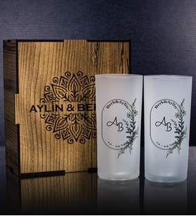 eJOYA Kişiye Özel Kutusunda 2'li Rakı Bardağı Hediye Seti 107182 (Kırmızı)