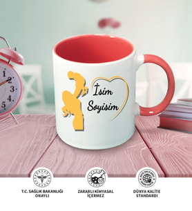 Anne Temalı Kişiye Özel İsim ve Fotoğraf Baskılı Kupa Bardak No:002 (Pembe)