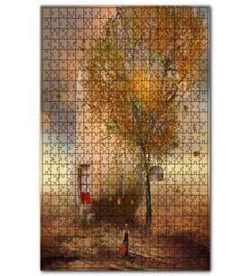 Cakapuzzle Balkabağı Ev Ağaç ve Kadın Puzzle Yapboz MDF (Ahşap) (255 Parça)