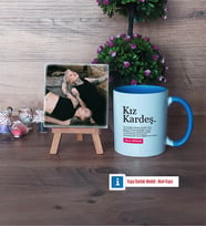 Kız Kardeş Fotoğraflı Dekoratif Taş, Kupa Bardak Beyaz Hediye (Model 4)