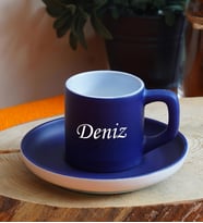 Kişiye Özel Renkli Fincan Seti & 16 Farklı Renk Seçeneği (Lacivert)