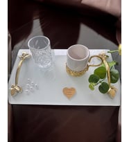 Adore Gold İncili Söz Kahve Tepsisi (Siyah)