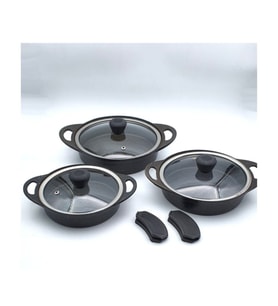 LİSA Granit Döküm 3 Lü Sahan Set (Siyah)