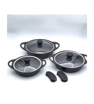 LİSA Granit Döküm 3 Lü Sahan Set (Siyah)