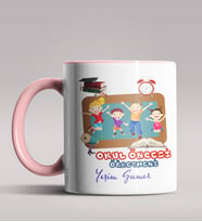 Kişiye Özel Okul Öncesi Öğretmeni Tasarımlı Siyah Renk Kupa 3 (Pembe)