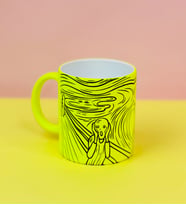 Çığlık Tablo Tasarımlı Neon Kupa Bardak (Sarı)