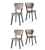 Star Demir Mutfak Sandalyesi 4 Lü Set  (Siyah-Haki)