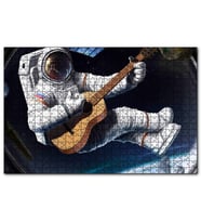 Cakapuzzle Klasik Gitar Çalan Astronot  Puzzle Yapboz MDF (Ahşap) (1000 Parça)