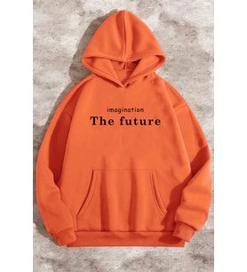 The Future Baskılı Oversize Sweatshirt (Turuncu)