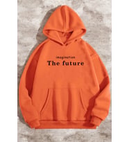 The Future Baskılı Oversize Sweatshirt (Turuncu)