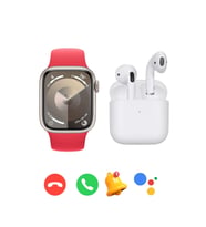 Xiaomi Mi 10 Uyumlu Watch 9 Series T900 Pro Max Akıllı Saat + Pro 5 Bluetooth Kulaklık (Kırmızı)