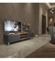 Decoraktiv Eko 4 Mdf Dvd Krom Ayaklı Tv Ünitesi Tv Sehpası (Pera - Antrasit)