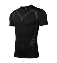 Ghassy Co. Erkek Ultra Esnek Koşu Egzersiz Hızlı Kuruma Nefes Alabilen Kısa Kollu Spor T-shirt (Siyah)