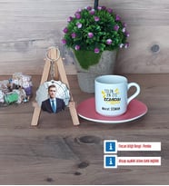 En İyi Eczacı Türk Kahvesi Fincanı Ahşap Altlıklı ve Fotoğraflı Ahşap Anahtarlık Hediye (Model 6)