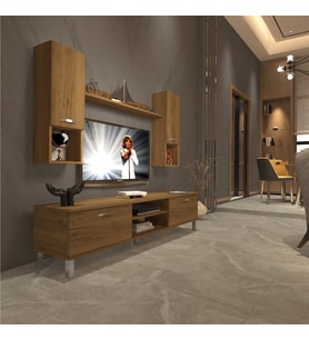 Decoraktiv Eko 5da Mdf Dvd Krom Ayaklı Tv Ünitesi Tv Sehpası (PERA MODA)